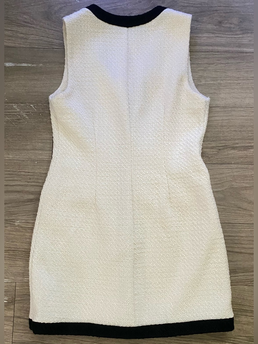 Abercrombie & Fitch Mara Tweed Cream Mini Dress with Black Trim - Picture 5 of 9